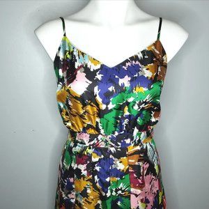 EUC - J. Crew Silk Brushstroke Abstract Floral Midi Dress